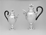 Hot milk pot, Alois Simpert Eschenlohr (1785–1837, master 1824?), Silver, ebony, ivory, macassar ivory, German, Augsburg