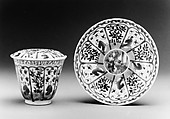 Beaker with cover and saucer, Hard-paste porcelain, Chinese, for European market