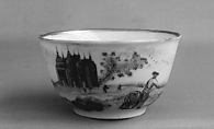 Teabowl and saucer, Hard-paste porcelain, Chinese with European decoration