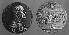 To commemorate the gift of his chateau de Chantilly to the nation, by the Duc d'Aumale on his banishment in 1886, Jules-Clément Chaplain  French, Bronze, cast - double, French