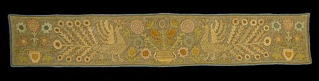 Bed curtain border, Linen, silk, Russian
