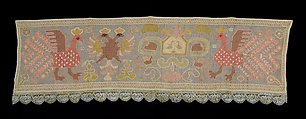 Bed curtain border, Linen, silk, metallic, Russian