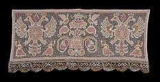 Bed curtain border, Linen, silk, metallic, Russian