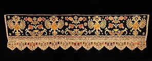 Bed curtain border, Linen, silk, Russian