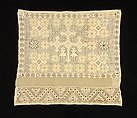 Towel border, Drawnwork, embroidery, crochet, linen and silk, Russian