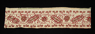 Fragment of a shirt, Silk, linen, metallic, Russian