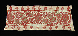 Fragment of a shirt, Linen, silk, metallic, Russian