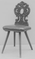 Chair, Walnut (back), pine (seat), oak (front legs), walnut (back legs), Swiss