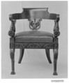 Armchair, Mahogany veneer on walnut, Italian