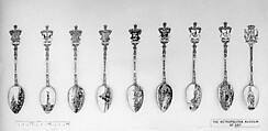 Souvenir spoon with view of Moscow and the river, Gilt and enamel, European