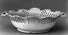 Fruit basket, Salt-glazed stoneware, British, Staffordshire