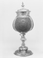 Standing cup with cover, Hans Wendel Pensel, Silver gilt, coconut, Bohemian, Prague