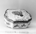 Snuffbox, Saint-Cloud factory French, Soft-paste porcelain, silvered copper, French, Saint-Cloud