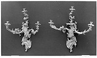 Wall light (candelabrum appliqué) (one of a pair), Carved and gilded walnut, French