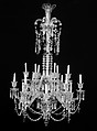 Eighteen-branch chandelier, Glass, British