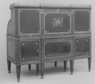 Cylinder-fall desk and chair, Mahogany and ebony, gilt-bronze mounts, French or German