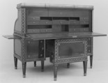 Cylinder-fall desk and chair, Mahogany and ebony, gilt-bronze mounts, French or German
