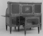 Cylinder-fall desk and chair, Mahogany and ebony, gilt-bronze mounts, French or German