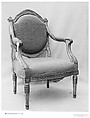 Armchair (one of a pair), Carved, painted and gilded beech, French