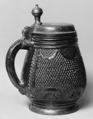 Tankard, Salt-glazed stoneware; pewter, German, Muskau