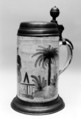 Tankard, Johann Gottlieb Menicus, Tin-glazed earthenware; pewter, German, Berlin