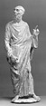 Renaissance-style statue of a male saint, Terracotta with traces of polychromy, Italian