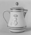 Milk jug with cover (part of a traveling tea service), Dihl et Guérhard (French, 1781–ca. 1824) (Manufacture de Monsieur Le Duc d’Angoulême, until 1789), Hard-paste porcelain, French, Paris