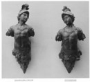 Pair of terminal statuettes, Limewood (?), traces of gilding, probably German