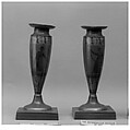 Pair of candlesticks, Pewter, painted, French