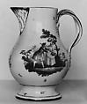 Pitcher (part of a set), Creamware, probably British, Leeds with probably London decoration