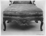 Daybed, Attributed to School of Toulon, Carved walnut, green damask, French, Provence