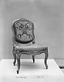 Side chair (one of a pair, part of a set), Walnut, painted and silvered; wool petit point embroidery, Italian, Venice