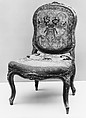 Side chairs (one of a pair; part of a set), Walnut, painted and silvered; wool petit point embroidery, Italian, Venice