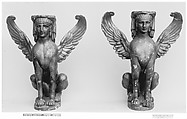 Winged sphinx (one of a pair), Wood, French