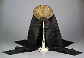Headdress, Metal, silk, cotton, glass, pearl beads, German