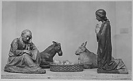 Nativity (five figures forming a presepio), Workshop of Antonio Rossellino (Italian, Settignano 1427–ca. 1479 Florence), Painted terracotta, Italian, Florence
