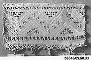 Fragment, Cutwork, drawnwork, bobbin lace, Cypriot