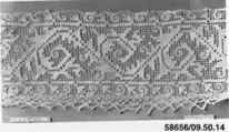Strip, Embroidered net, punto à rammendo, bobbin lace, Italian
