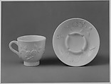 Cup and saucer, Saint-Cloud factory French, Soft-paste porcelain, French, Saint-Cloud