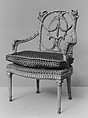 Armchair (part of a set), Walnut, polychromed; velvet, Italian, Venice
