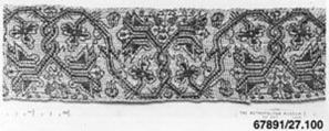 Strip, Embroidered net, buratto, linen and silk, Italian