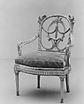 Armchair (part of a set), Walnut, polychromed; velvet, Italian, Venice