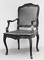 Armchair, Carved fruitwood; caning, French