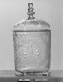 Beaker with cover, Hermann Schwinger  German, Glass, German, Nuremberg