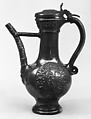 Ewer, Jan Emens, Glazed stoneware, pewter, Flemish, Raeren