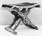 Stool, Carved and gilded walnut, red velvet, French