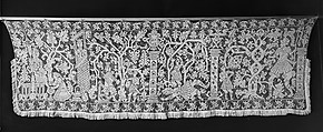 Valance of an altar frontal, Embroidered net, Spanish