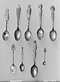 Souvenir spoon with view of Roman Colosseum, Silver-gilt and enamel, European