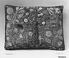 Cushion, Silk and metal thread on canvas, British