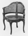 Desk chair (fauteuil de bureau), Carved pearwood; caning, French